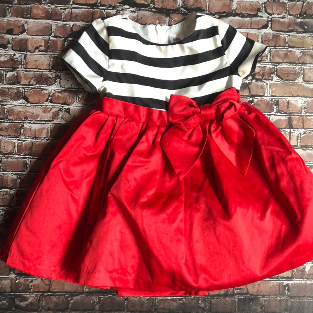 Olivia for Gymboree 12-18 months black and white stripe and red skirt